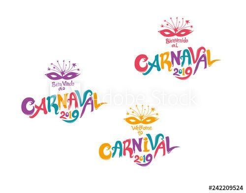 Portuguese Logo - Welcome to Carnival 2019. A set of three bright multicolored ...