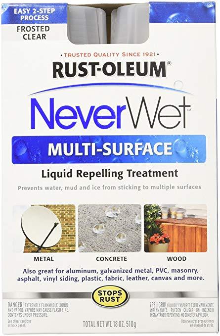 NeverWet Logo - Rust-Oleum 274232 Repelling treatment base coat-9 oz and top-coat 9-oz ,  Frosted Clear