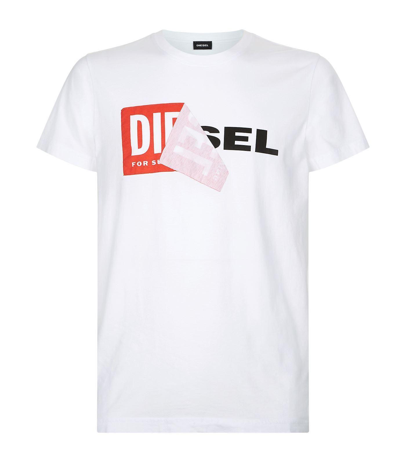 R.I.p.p.e.d Logo - DIESEL White Ripped Logo T-shirt for men