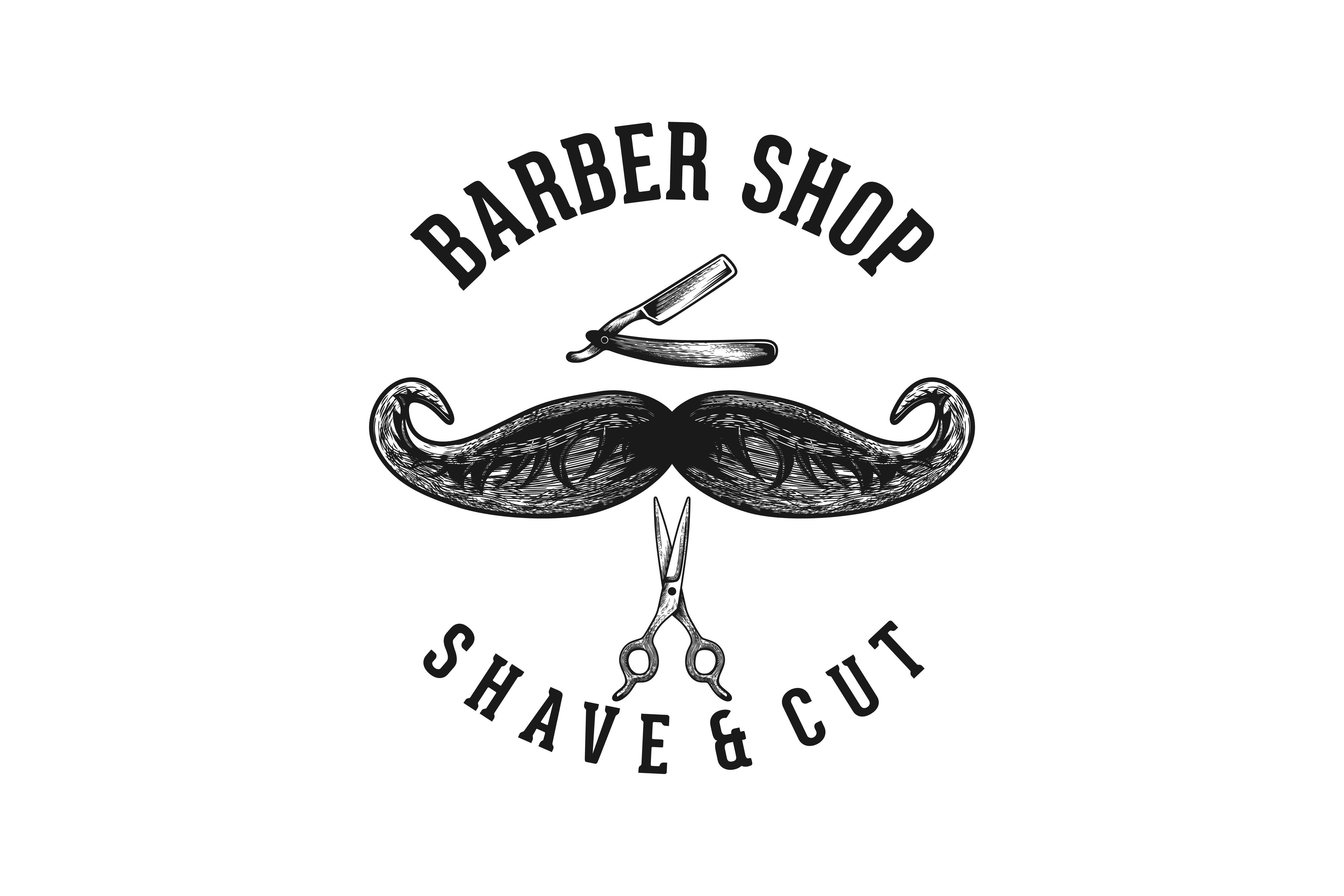 Mustache Logo - Mustache and razor blade barber logo