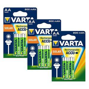 Varta Logo - Details about 6 x VARTA SOLAR Accu AA Rechargeable Batteries 800 mAh HR6  56736 1.2V