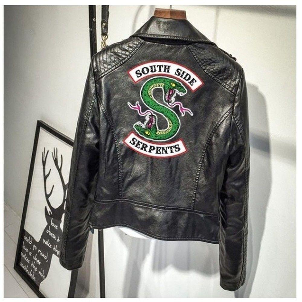 Jackets Logo - US $26.8 30% OFF. Print Logo Southside Riverdale Serpents Pink Black PU Leather Jackets Women Riverdale Serpents Streetwear Leather Brand Coat In Basic