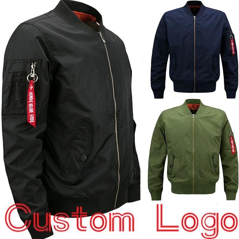 Jackets Logo - Winter Women Men Bomber Jacket Custom Logo Pilot Aviator Coat Plus Size 5XL  6XL 7XL 8XL Olive Green Navy Black