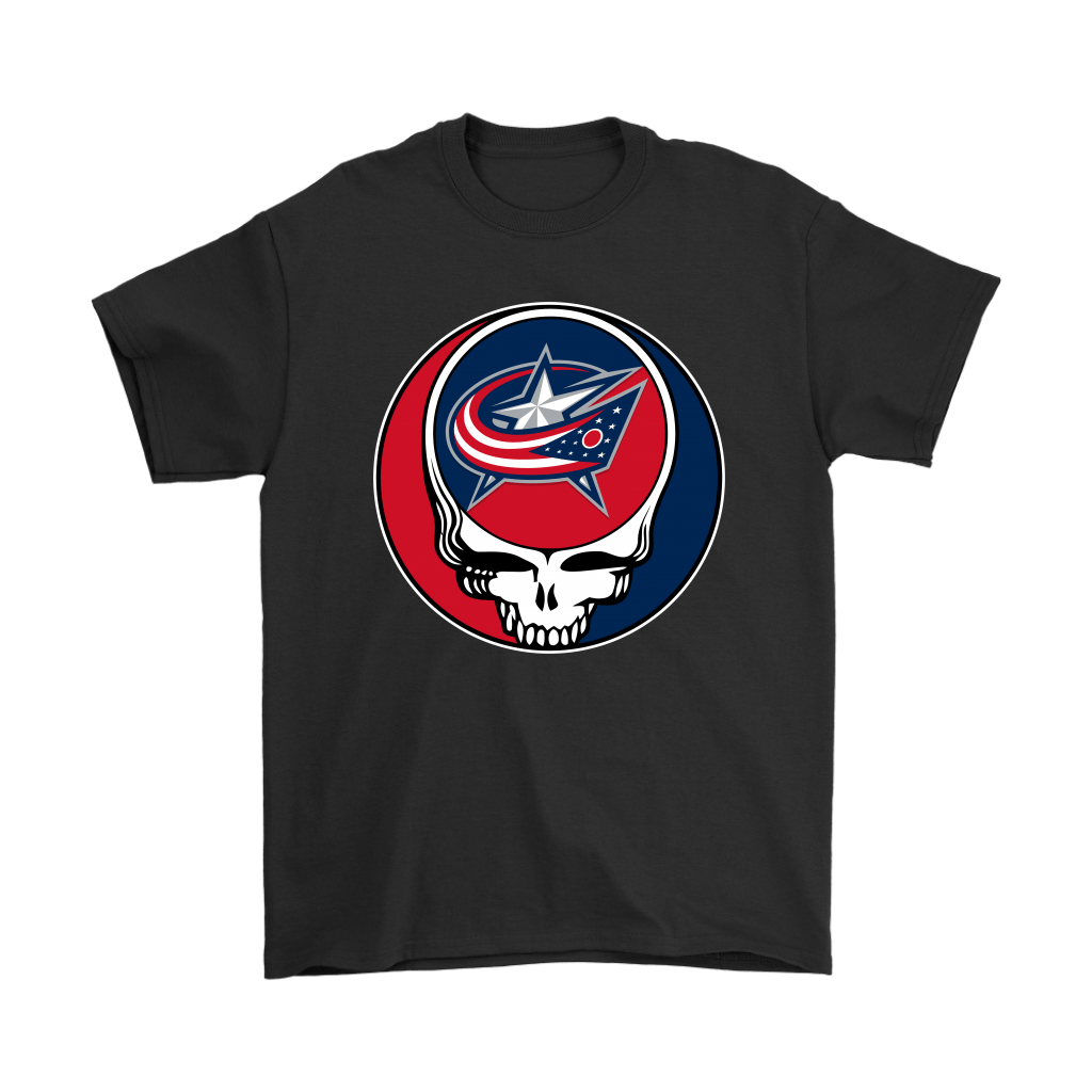 Jackets Logo - NHL Team Columbus Blue Jackets x Grateful Dead Logo Band Shirts