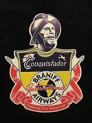 Conquistador Logo - BRANIFF INTERNATIONAL El Conquistador logo airline baggage label luggage