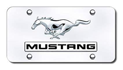 Mustnag Logo - Au-tomotive Gold - Mustang Logo and Name on Stainless Steel License Plate