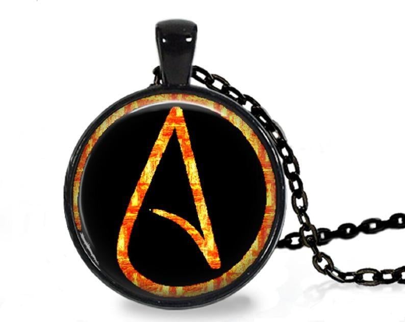 Atheist Logo - Atheist Logo, Black and Orange Pendant