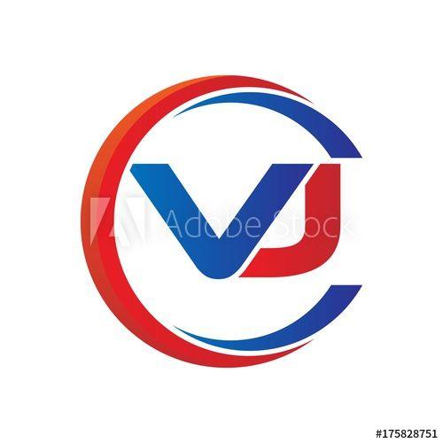 VJ Logo - vj logo vector modern initial swoosh circle blue and red this