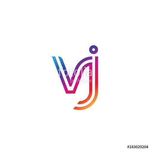 VJ Logo - Initial lowercase letter vj, linked outline rounded logo, colorful