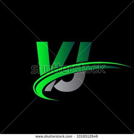 VJ Logo - initial letter VJ logotype company name colored green and black ...