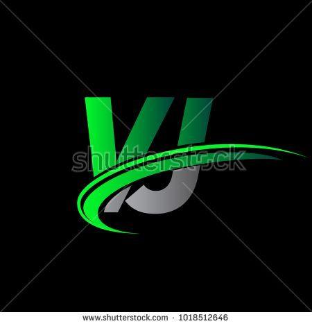 VJ Logo - initial letter VJ logotype company name colored green and black