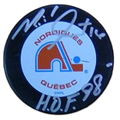 Nordiques Logo - Michel Goulet Autographed/Signed Quebec Nordiques Logo Hockey Puck ...
