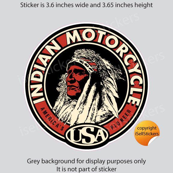 Motercycle Logo - Details about BM-12002 Indian Motorcycle Logo Head Retro Vintage Bumper  Sticker Window Decal