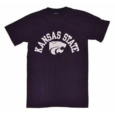 Powercat Logo - Kansas State T-shirt By Champion - Arched Kansas State Over Powercat Logo -  Deep Purple