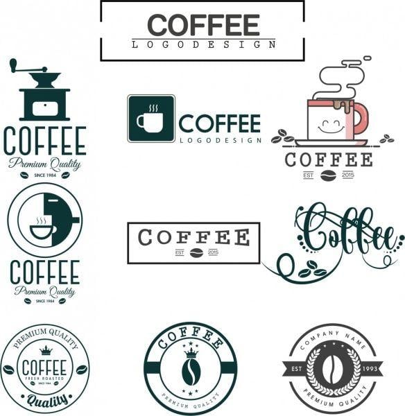Isolation Logo - Coffee logo sets flat design various shapes isolation Free vector