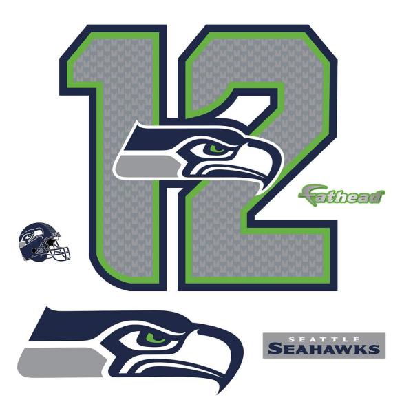 Seahwaks Logo - in. H x 39 in. W Seattle Seahawks 12 Logo Wall Mural