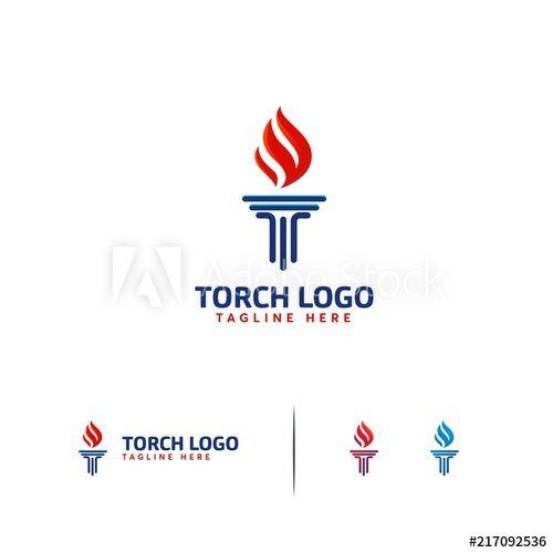 Torch Logo - Simple elegant Torch Logo designs vector, Fire Torch symbol, T ...