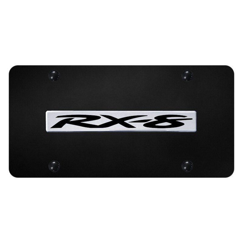 RX-8 Logo - Autogold® RX8.N.CB - Black License Plate with 3D Chrome RX-8 Logo