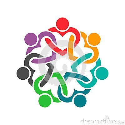 Cooperative Logo - People in Heart Cooperative Teamwork Logo Illustration. People logo