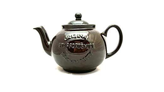 Teapot Logo - Handmade Original Brown Betty 6 Cup Teapot in Rockingham Brown with Original Staffordshire Logo