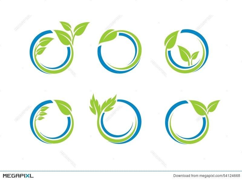 Ecology Logo - Circle Leaves Ecology Logo, Plant Water Sphere Set Of Round Icon ...