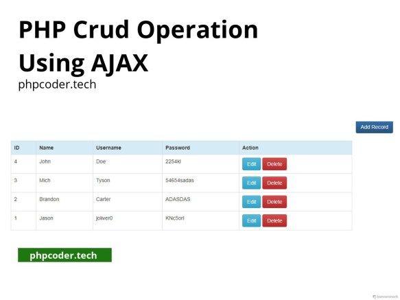 Crud Logo - PHP Crud Operation Using AJAX and Jquery PHPCODER.TECH