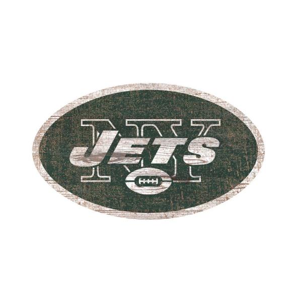 NYJ Logo - NFL Indoor New York Jets Distressed Logo Cutout Wood sign