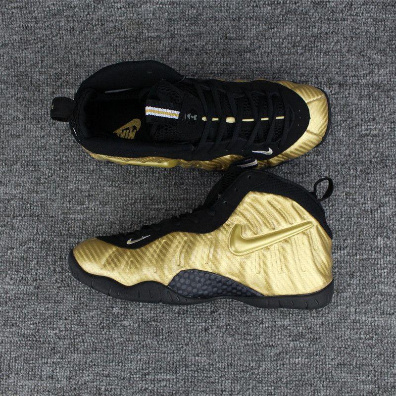 Foamposite Logo - Nike Air Foamposite Pro Metallic Gold Logo Mens Nike Foamposites Basketball Shoes SD61