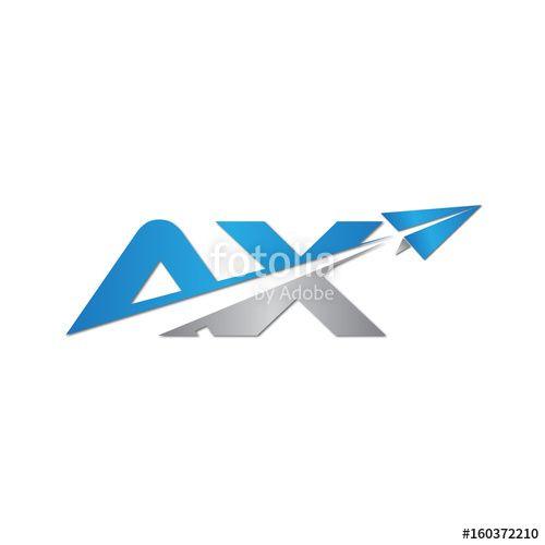 AX Logo - initial letter AX logo origami paper plane Stock image and royalty