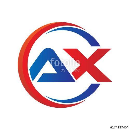 AX Logo - ax logo vector modern initial swoosh circle blue and red Stock