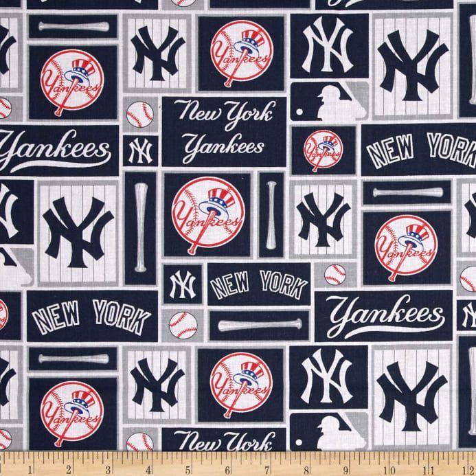 Fabric.com Logo - MLB Cotton Broadcloth New York Yankees Blue/White Fabric