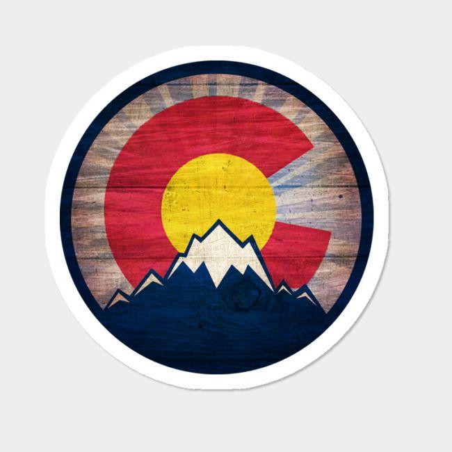 Colorad Logo - Colorado Flag Rustic Wood Mountain Logo Sticker By Yellowjacket Design By  Humans