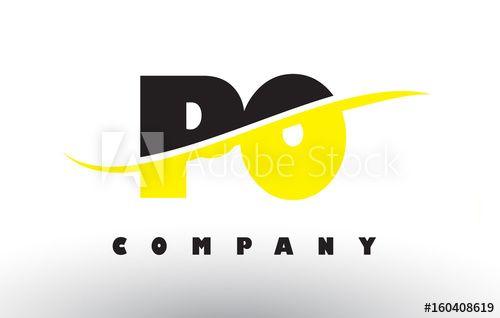 PO Logo - PO P O Black and Yellow Letter Logo with Swoosh. - Buy this stock ...