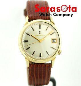 Accutron Logo - Vintage Bulova Accutron 14K Yellow Gold Leather Tuning Fork Dress