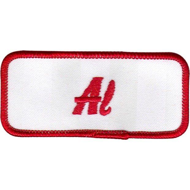 Red and White with a Name and the Square Logo - Al Patch (Red and White) - Male - Name Patches
