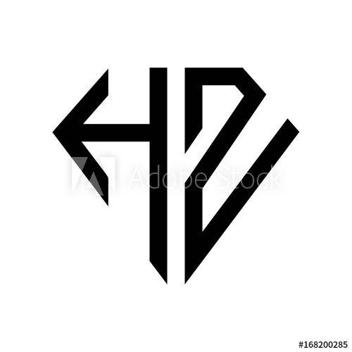 Hz Logo - initial letters logo hz black monogram diamond pentagon shape