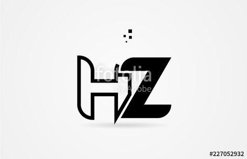 Hz Logo - black and white alphabet letter hz h z logo icon design Stock image