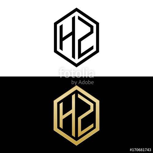 Hz Logo - initial letters logo hz black and gold monogram hexagon shape vector ...