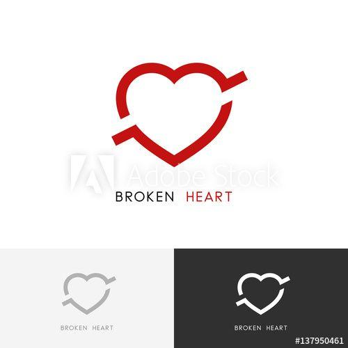Divorce Logo - Broken heart logo or bullet in the love symbol. Divorce or