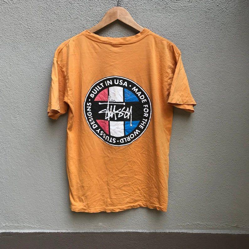 Tussy Logo - Vintage 90s STUSSY usa orange old logo skate surf independent hooks up  birdhouse tee