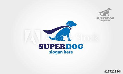 Cape Logo - Blue super dog with a cape logo illustration this