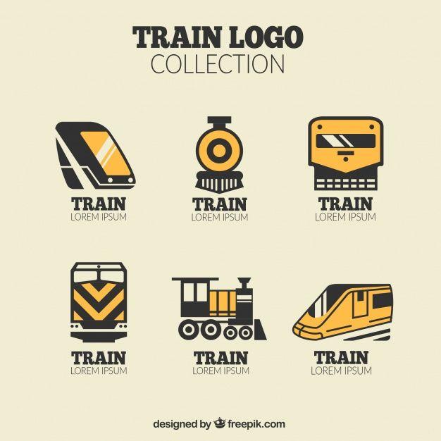 Train Logo - Pack of black and orange train logos Vector | Free Download