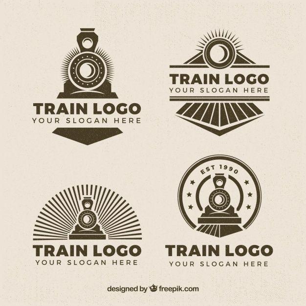 Train Logo - Selection of four train logos in retro style Vector | Free Download