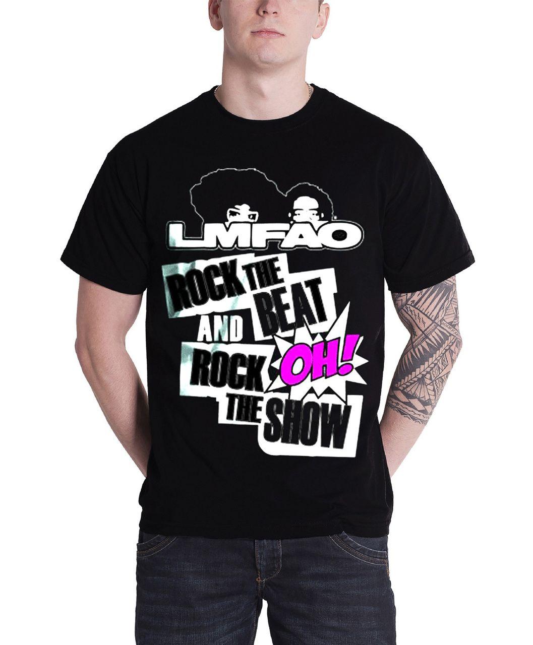 LMFAO Logo - LMFAO T Shirt Rock the Beat Distressed Band Logo Mens Black