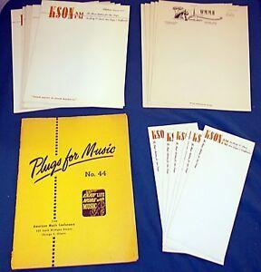 Wmmb Logo - Details about 1950s-60s PLUGS FOR MUSIC #44/Letterheads KSON (San Diego) &  WMMB (Melbourne FL)