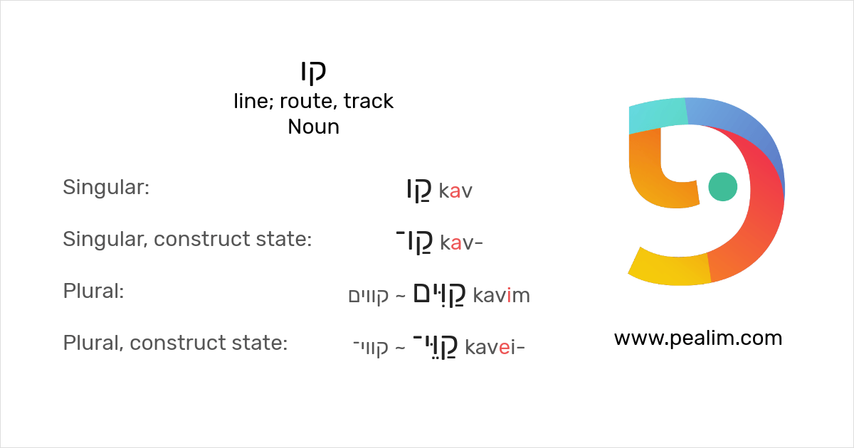 KAV Logo - קו – line; route, track – Hebrew conjugation tables