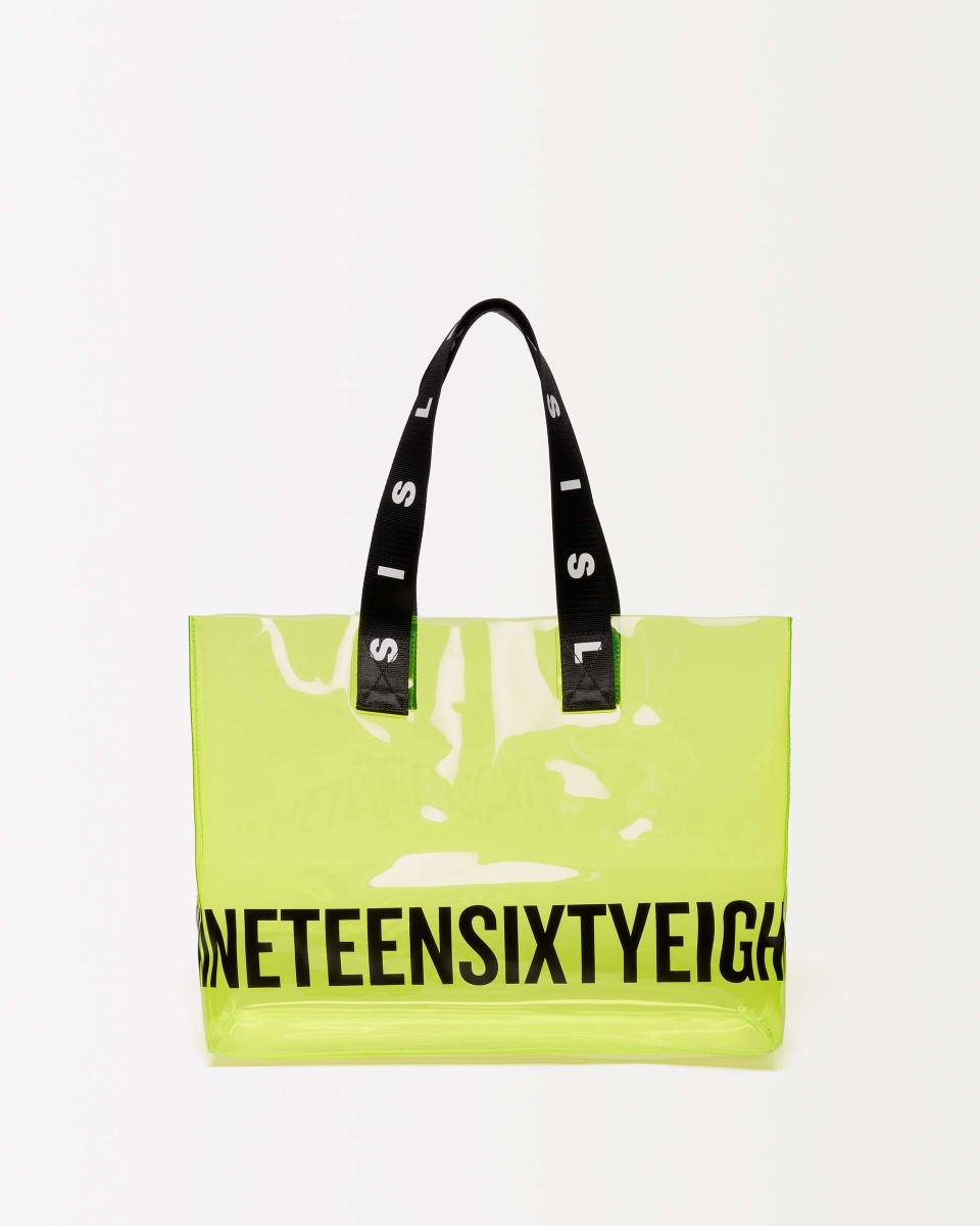 Sisley Logo - See-through shopper bag with logo, Yellow - Sisley