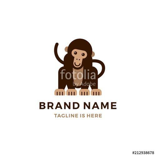 Chimpanzee Logo - monkey chimp chimpanzee logo vector cartoon icon illustration flat ...