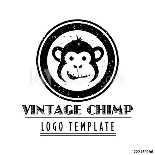 Chimpanzee Logo - Company logo template with vintage styled cartoon chimpanzee