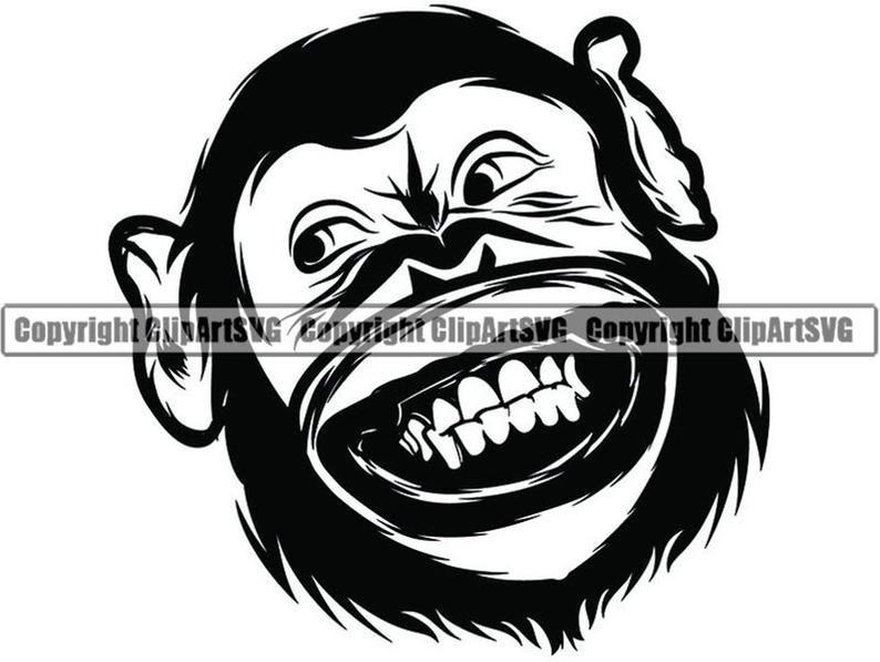 Chimpanzee Logo - Monkey #5 Gorilla Ape Chimpanzee Mascot Head Face Wild Wildlife Animal  Primate Jungle Nature Logo.SVG .PNG Clipart Vector Cricut Cut Cutting